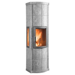 Norsk Kleber Merethe-vuolukivitakka on saatavana 110 cm ja 160 cm korkuisena ilman sivulaseja tai oikealla ja/tai vasemmalla sivulasilla. Kuvassa 160 cm malli.