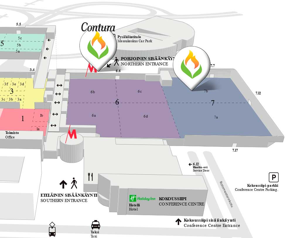 Takkahuone Kevätmessuilla Helsingin Messukeskuksessa 26.–29.3.2026 osasto 7k100 sekä Conturan kontti Messukeskuksen pohjoisen sisäänkäynnin luona (UP5)
