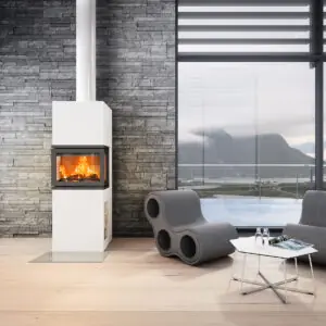 JØTUL I 520 FRL - Takkasydän, jossa kolme sivuikkunaa