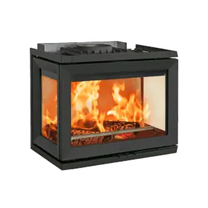 JØTUL I 520 FRL - Takkasydän, jossa kolme sivuikkunaa