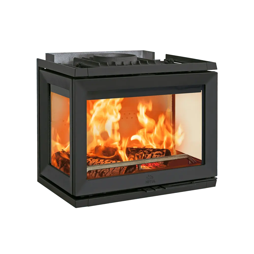 JØTUL I 520 FRL - Takkasydän, jossa kolme sivuikkunaa